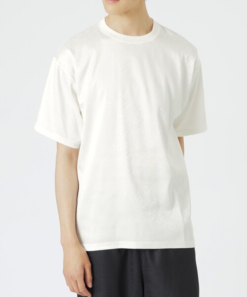 LOVELESS(ラブレス)の「サテンジャガードTシャツ(Tシャツ/カットソー・メンズ・オフホワイト/ネイビー/ブラウン系その他3/ブラック・L/M)」の5枚目の写真