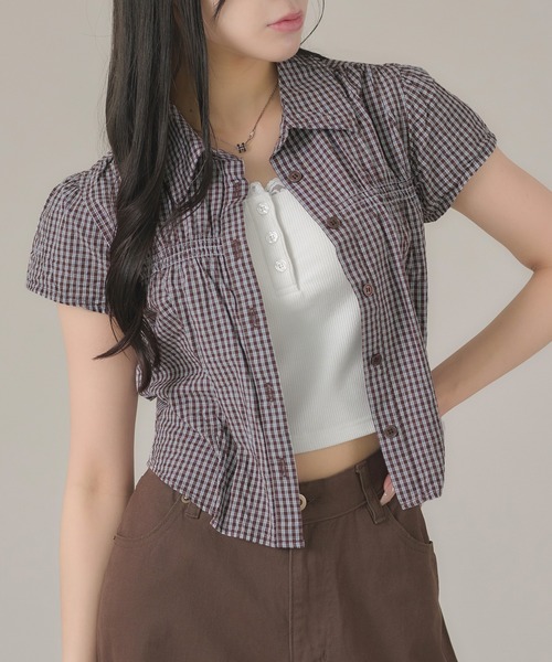 apres jour mignon(アプレジュールミニョン)の「シャーリングシャツ(シャツ/ブラウス・レディース・ブルー/ブラウン系その他/アイボリー/ピンク・LARGE/フリー)」の16枚目の写真