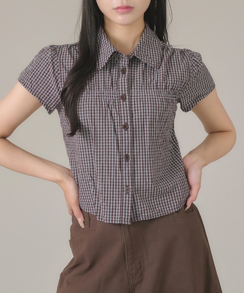 apres jour mignon(アプレジュールミニョン)の「シャーリングシャツ(シャツ/ブラウス・レディース・ブルー/ブラウン系その他/アイボリー/ピンク・LARGE/フリー)」の17枚目の写真