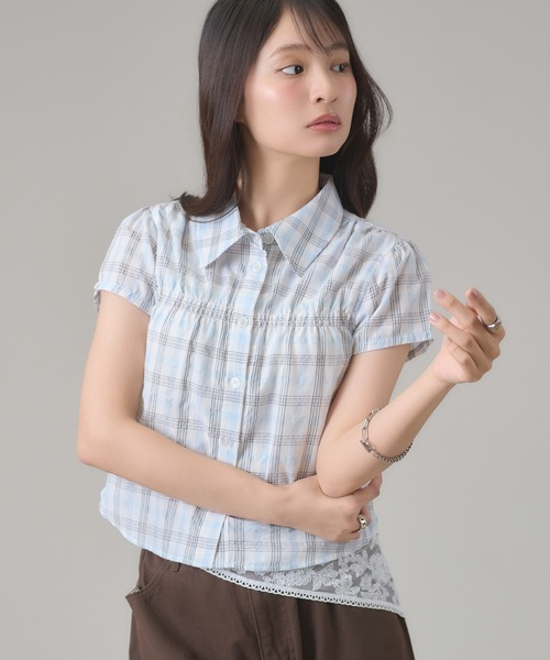 apres jour mignon(アプレジュールミニョン)の「シャーリングシャツ(シャツ/ブラウス・レディース・ブルー/ブラウン系その他/アイボリー/ピンク・LARGE/フリー)」の21枚目の写真