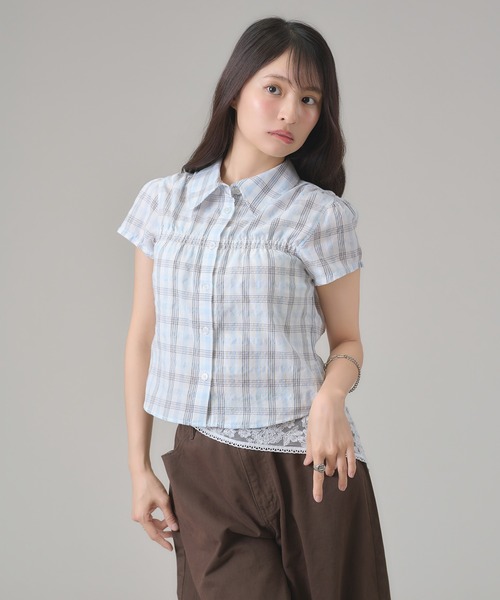 apres jour mignon(アプレジュールミニョン)の「シャーリングシャツ(シャツ/ブラウス・レディース・ブルー/ブラウン系その他/アイボリー/ピンク・LARGE/フリー)」の20枚目の写真