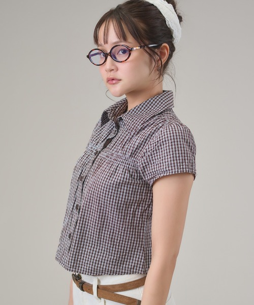 apres jour mignon(アプレジュールミニョン)の「シャーリングシャツ(シャツ/ブラウス・レディース・ブルー/ブラウン系その他/アイボリー/ピンク・LARGE/フリー)」の8枚目の写真