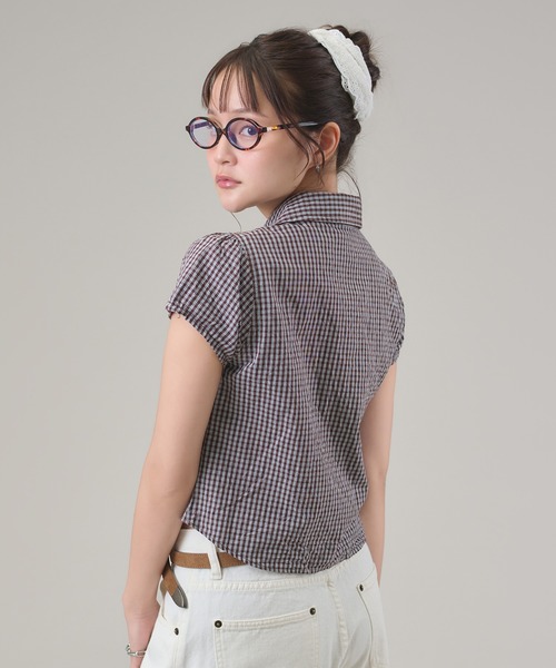 apres jour mignon(アプレジュールミニョン)の「シャーリングシャツ(シャツ/ブラウス・レディース・ブルー/ブラウン系その他/アイボリー/ピンク・LARGE/フリー)」の9枚目の写真