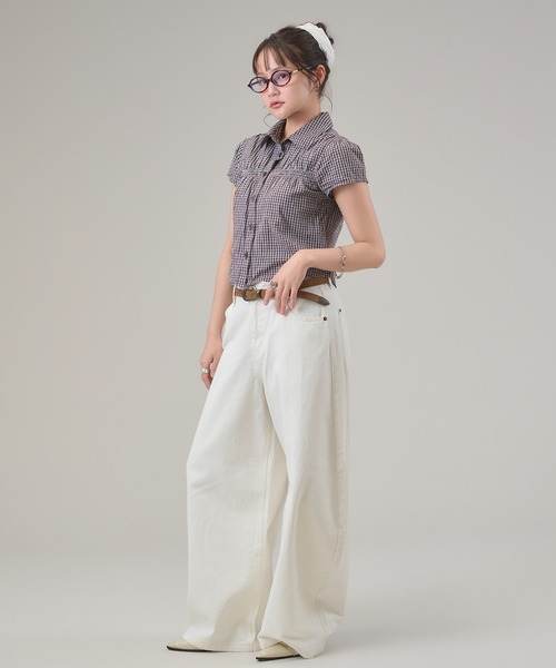 apres jour mignon(アプレジュールミニョン)の「シャーリングシャツ(シャツ/ブラウス・レディース・ブルー/ブラウン系その他/アイボリー/ピンク・LARGE/フリー)」の11枚目の写真