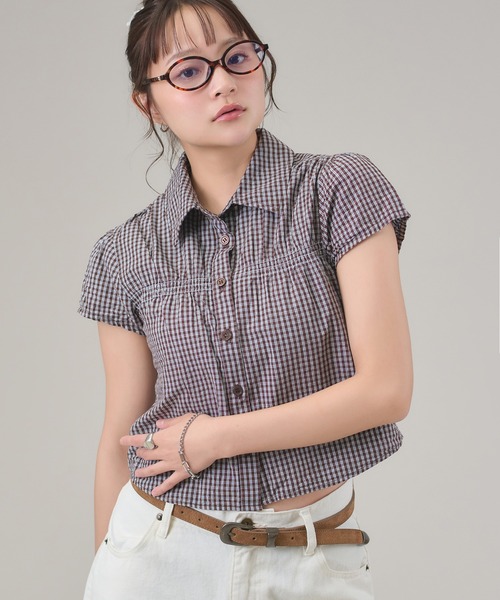apres jour mignon(アプレジュールミニョン)の「シャーリングシャツ(シャツ/ブラウス・レディース・ブルー/ブラウン系その他/アイボリー/ピンク・LARGE/フリー)」の5枚目の写真