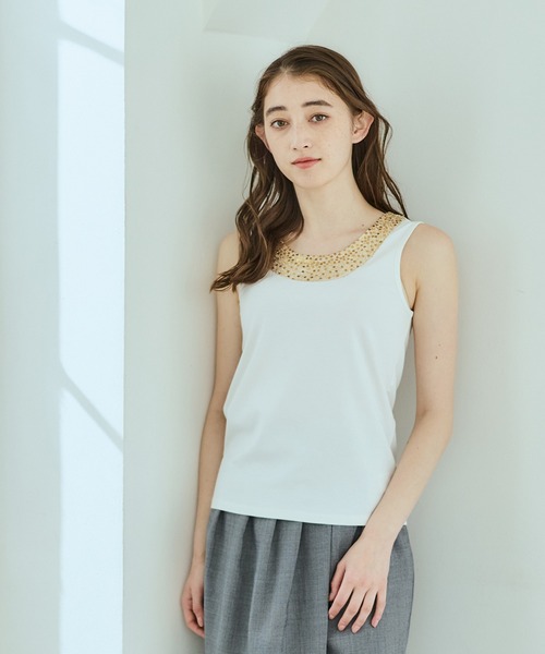 12Twelve Agenda(トゥエルブ アジェンダ)の「スパンコールモチーフタンクトップ(タンクトップ・レディース・オフホワイト・M)」の6枚目の写真