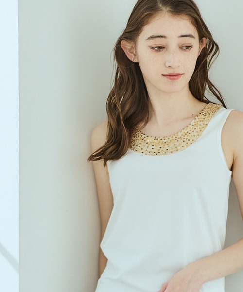 12Twelve Agenda(トゥエルブ アジェンダ)の「スパンコールモチーフタンクトップ(タンクトップ・レディース・オフホワイト・M)」の2枚目の写真
