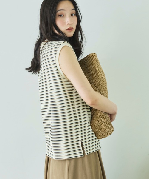 Doux archives（ドゥアルシーヴ）の「マルチボーダータンクトップ（Tシャツ/カットソー・レディース・アイボリー/ブラウン/ブラック・FREE）」の13枚目の写真