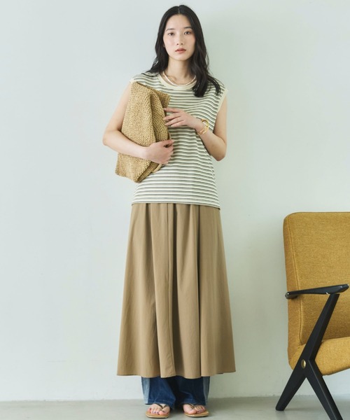 Doux archives（ドゥアルシーヴ）の「マルチボーダータンクトップ（Tシャツ/カットソー・レディース・アイボリー/ブラウン/ブラック・FREE）」の4枚目の写真