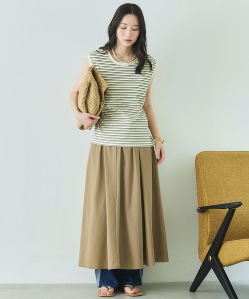 Doux archives（ドゥアルシーヴ）の「マルチボーダータンクトップ（Tシャツ/カットソー・レディース・アイボリー/ブラウン/ブラック・FREE）」の5枚目の写真