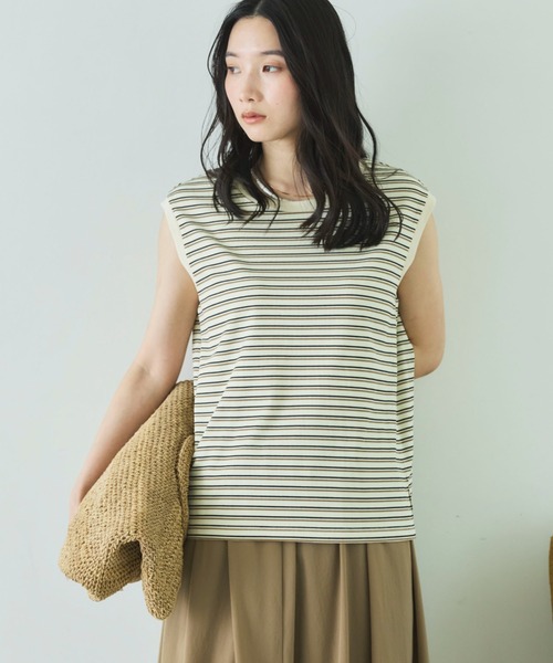 Doux archives（ドゥアルシーヴ）の「マルチボーダータンクトップ（Tシャツ/カットソー・レディース・アイボリー/ブラウン/ブラック・FREE）」の10枚目の写真