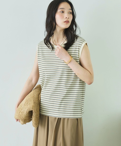 Doux archives（ドゥアルシーヴ）の「マルチボーダータンクトップ（Tシャツ/カットソー・レディース・アイボリー/ブラウン/ブラック・FREE）」の11枚目の写真