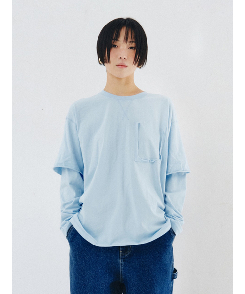 セール】LAYERED LONG SLEEVE, SKYBLUE（Tシャツ/カットソー