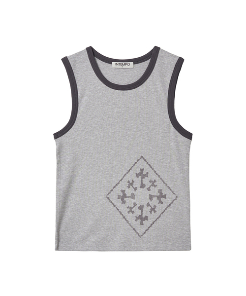 INTEMPOMOOD(インテンポムード)の「バンガードマークスリーブレス:2カラー(Tシャツ/カットソー・メンズ・グレー/ブラック・MEDIUM/LARGE)」の2枚目の写真