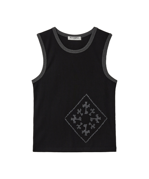 INTEMPOMOOD(インテンポムード)の「バンガードマークスリーブレス:2カラー(Tシャツ/カットソー・メンズ・グレー/ブラック・MEDIUM/LARGE)」の1枚目の写真