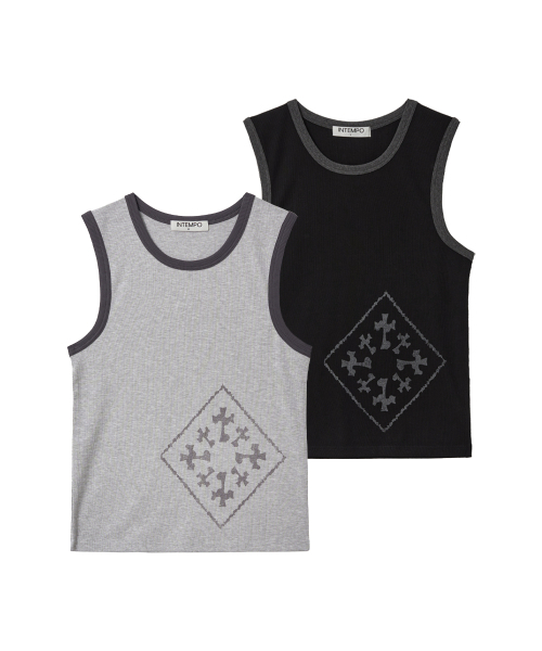 INTEMPOMOOD(インテンポムード)の「バンガードマークスリーブレス:2カラー(Tシャツ/カットソー・メンズ・グレー/ブラック・MEDIUM/LARGE)」の7枚目の写真