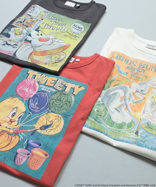 Looney Tunes(ルーニーテューンズ)の「【別注】LOONEY TUNES プリント半袖Tシャツ(Tシャツ/カットソー・キッズ・レッド/オフホワイト/チャコール・80/140/95/90/130/120/110/100)」の5枚目の写真