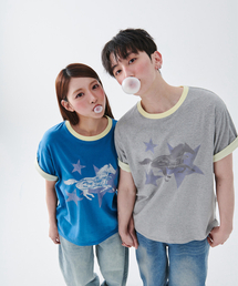 [ESCF x ホットトゥデイ] ローンスター ホース ロールアップポイント 半袖Tシャツ ブルー