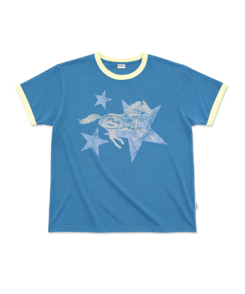 ESCAPEFROM（エスケープフロム）の「[ESCF x ホットトゥデイ] ローンスター ホース ロールアップポイント 半袖Tシャツ ブルー（Tシャツ/カットソー・レディース・その他・SMALL/MEDIUM/LARGE）」の2枚目の写真