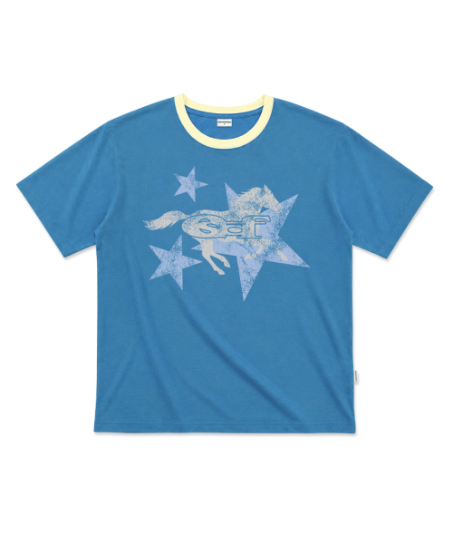 ESCAPEFROM（エスケープフロム）の「[ESCF x ホットトゥデイ] ローンスター ホース ロールアップポイント 半袖Tシャツ ブルー（Tシャツ/カットソー・レディース・その他・SMALL/MEDIUM/LARGE）」の3枚目の写真