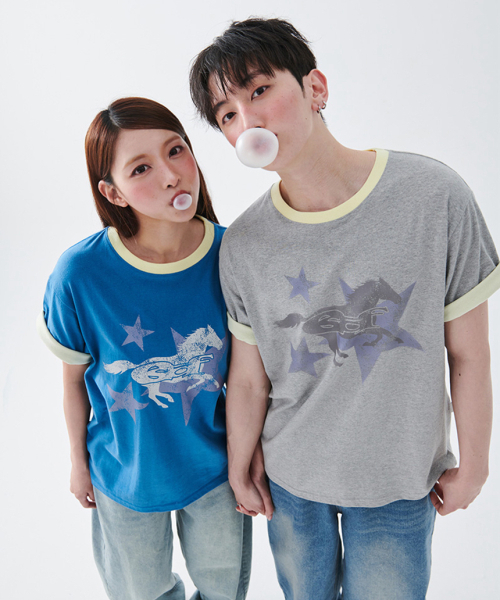 ESCAPEFROM（エスケープフロム）の「[ESCF x ホットトゥデイ] ローンスター ホース ロールアップポイント 半袖Tシャツ ブルー（Tシャツ/カットソー・レディース・その他・SMALL/MEDIUM/LARGE）」の4枚目の写真