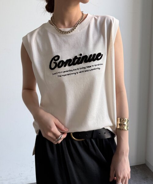 DouDou(ドゥドゥ)の「【WEB限定】【接触冷感&吸水速乾】ロゴ刺繍タンク(Tシャツ/カットソー・レディース・オフホワイト/ブラック・FREE)」の8枚目の写真