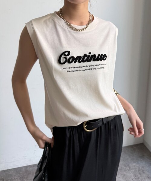 DouDou(ドゥドゥ)の「【WEB限定】【接触冷感&吸水速乾】ロゴ刺繍タンク(Tシャツ/カットソー・レディース・オフホワイト/ブラック・FREE)」の10枚目の写真