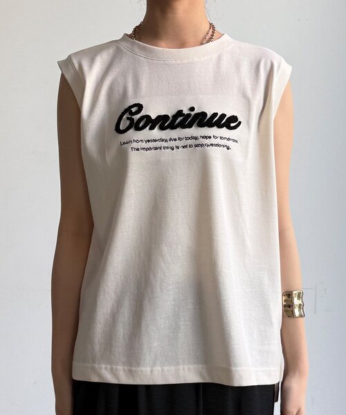 DouDou(ドゥドゥ)の「【WEB限定】【接触冷感&吸水速乾】ロゴ刺繍タンク(Tシャツ/カットソー・レディース・オフホワイト/ブラック・FREE)」の12枚目の写真