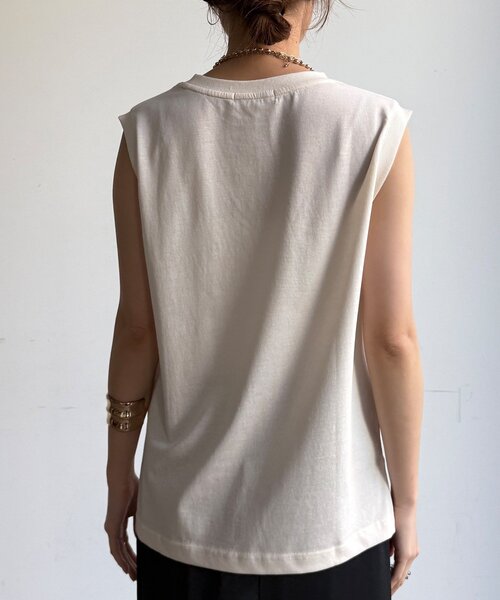 DouDou(ドゥドゥ)の「【WEB限定】【接触冷感&吸水速乾】ロゴ刺繍タンク(Tシャツ/カットソー・レディース・オフホワイト/ブラック・FREE)」の14枚目の写真