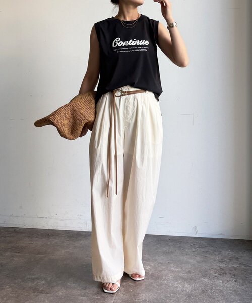 DouDou(ドゥドゥ)の「【WEB限定】【接触冷感&吸水速乾】ロゴ刺繍タンク(Tシャツ/カットソー・レディース・オフホワイト/ブラック・FREE)」の21枚目の写真