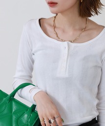 ランダムリブヘンリーネックロングTシャツ