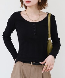 ランダムリブヘンリーネックロングTシャツ