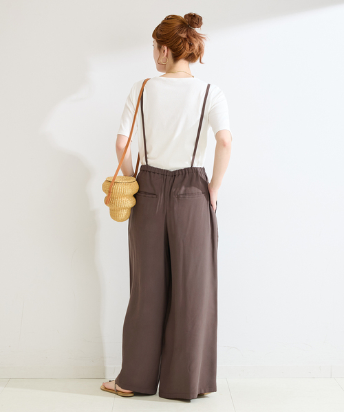 B.C STOCK(ベーセーストック)の「《2点セット》手洗い可 / インナー付きフィブリルライクストレートパンツ(スラックス・レディース・ブラックミックス/ブラウン・FREE)」の9枚目の写真