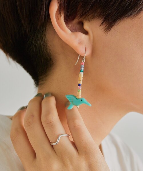 ear PAPILLONNER(イアパピヨネ)の「ターコイズハチドリピアス(ピアス(両耳用)・レディース・ブルー系その他・FREE)」の7枚目の写真
