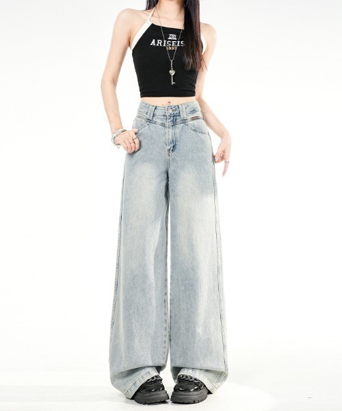 AMAJI(アマジ)の「ワイドデニムパンツ(デニムパンツ・レディース・ライトブルー・SMALL/MEDIUM/LARGE/X-LARGE)」の3枚目の写真