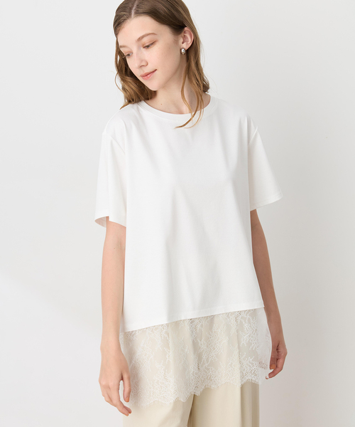 LE SOUK HOLIDAY(ルスークホリデー)の「裾レースドッキングTシャツ【接触冷感】(Tシャツ/カットソー・レディース・ブラック/オフホワイト/ネイビー・M/L)」の22枚目の写真