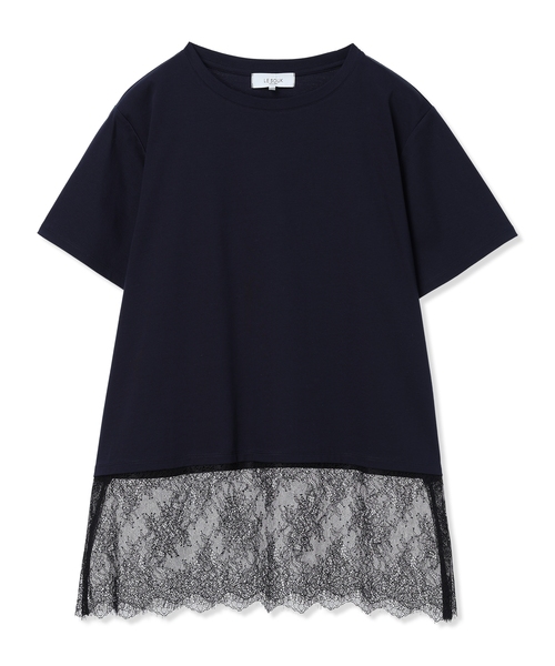 LE SOUK HOLIDAY(ルスークホリデー)の「裾レースドッキングTシャツ【接触冷感】(Tシャツ/カットソー・レディース・ブラック/オフホワイト/ネイビー・M/L)」の12枚目の写真
