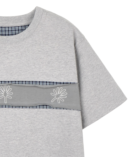 DANDEL(ダンデル)の「DD check inset symbol tee (GREY)(Tシャツ/カットソー・レディース・その他・1/2)」の2枚目の写真