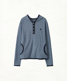 DANDEL（ダンデル）の「DD stripe trim hooded long sleeve (SKY BLUE)（パーカー）」