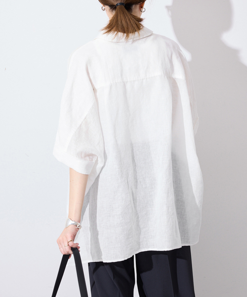 SLOBE IENA(スローブイエナ)の「《追加/シリーズあり》リネンコットンBOXシャツ(シャツ/ブラウス・レディース・ネイビー/ホワイト/ベージュ/ピンク・FREE)」の13枚目の写真