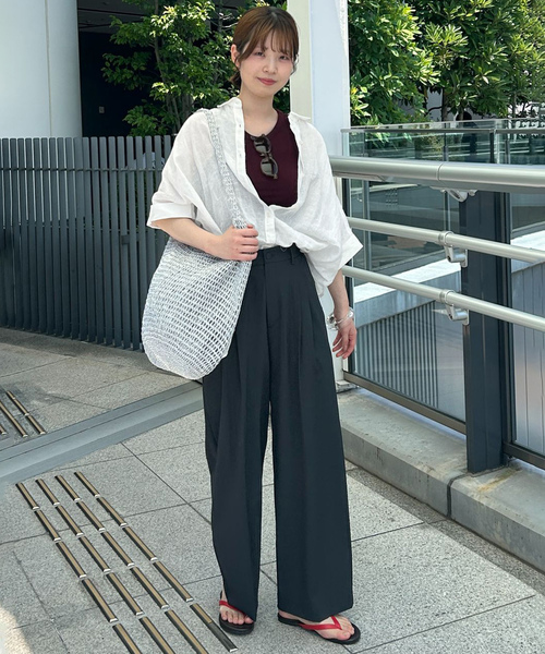 SLOBE IENA(スローブイエナ)の「《追加/シリーズあり》リネンコットンBOXシャツ(シャツ/ブラウス・レディース・ネイビー/ホワイト/ベージュ/ピンク・FREE)」の15枚目の写真