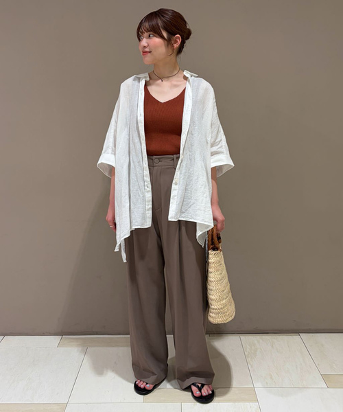 SLOBE IENA(スローブイエナ)の「《追加/シリーズあり》リネンコットンBOXシャツ(シャツ/ブラウス・レディース・ネイビー/ホワイト/ベージュ/ピンク・FREE)」の20枚目の写真