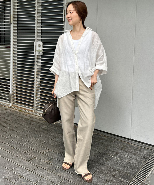 SLOBE IENA(スローブイエナ)の「《追加/シリーズあり》リネンコットンBOXシャツ(シャツ/ブラウス・レディース・ネイビー/ホワイト/ベージュ/ピンク・FREE)」の21枚目の写真