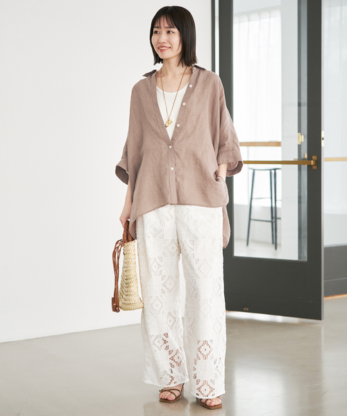 SLOBE IENA(スローブイエナ)の「《追加/シリーズあり》リネンコットンBOXシャツ(シャツ/ブラウス・レディース・ネイビー/ホワイト/ベージュ/ピンク・FREE)」の22枚目の写真