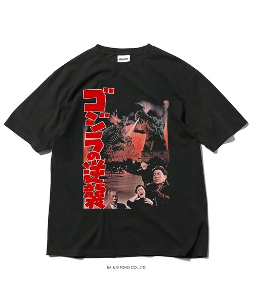 HOMEGAME(ホームゲーム)の「ゴジラ × ホームゲーム【 HOMEGAME】- 半袖Tシャツ 1955 ゴジラの逆襲 TEE(Tシャツ/カットソー・メンズ・ブラック・XX-LARGE/X-LARGE/LARGE/MEDIUM)」の1枚目の写真