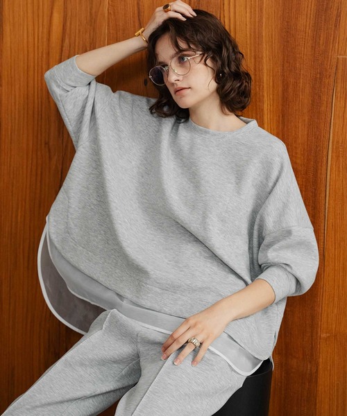 ELFRANK(エルフランク)の「【2026AW】セットアップ可能 シアーレイヤード風ダンボールプルオーバー 洗える(Tシャツ/カットソー・レディース・ブラック/オフホワイト/グレー・M/L)」の11枚目の写真