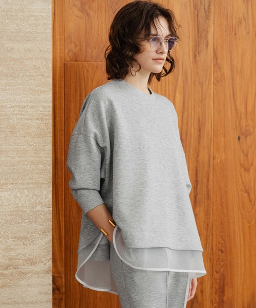 ELFRANK(エルフランク)の「【2026AW】セットアップ可能 シアーレイヤード風ダンボールプルオーバー 洗える(Tシャツ/カットソー・レディース・ブラック/オフホワイト/グレー・M/L)」の14枚目の写真