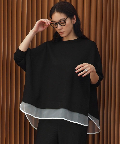 ELFRANK(エルフランク)の「【2026AW】セットアップ可能 シアーレイヤード風ダンボールプルオーバー 洗える(Tシャツ/カットソー・レディース・ブラック/オフホワイト/グレー・M/L)」の18枚目の写真