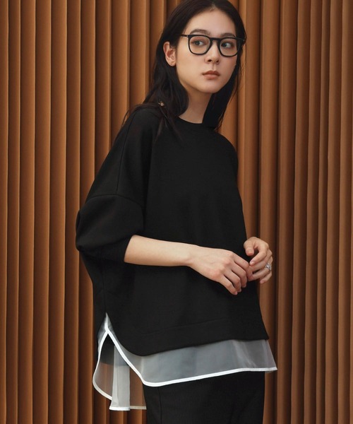 ELFRANK(エルフランク)の「【2026AW】セットアップ可能 シアーレイヤード風ダンボールプルオーバー 洗える(Tシャツ/カットソー・レディース・ブラック/オフホワイト/グレー・M/L)」の19枚目の写真