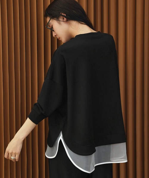 ELFRANK(エルフランク)の「【2026AW】セットアップ可能 シアーレイヤード風ダンボールプルオーバー 洗える(Tシャツ/カットソー・レディース・ブラック/オフホワイト/グレー・M/L)」の20枚目の写真
